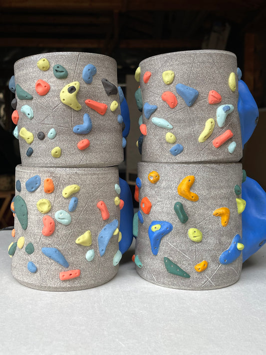BRIGHT BLUE Hold Handle - Granite Climbing Cup- Handsculpted