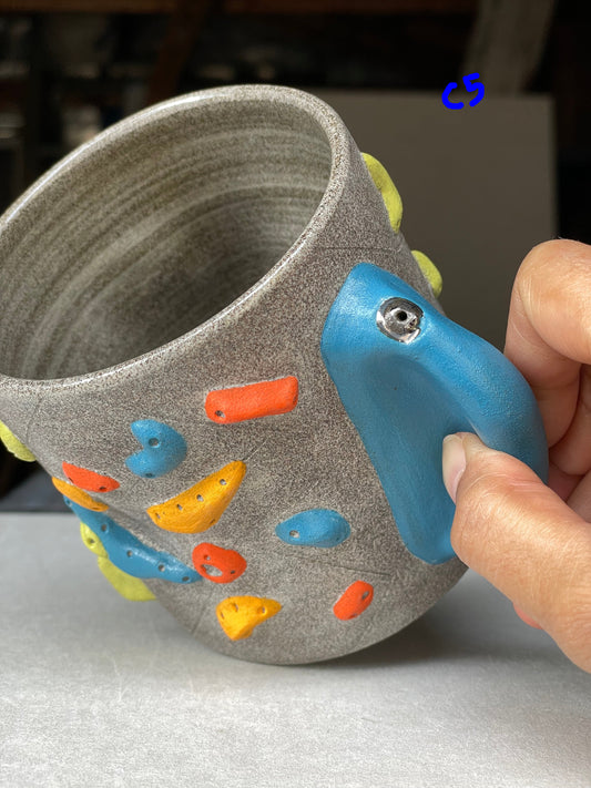 MUTED BLUE Hold Handle - Granite Climbing Cup -Handsculpted