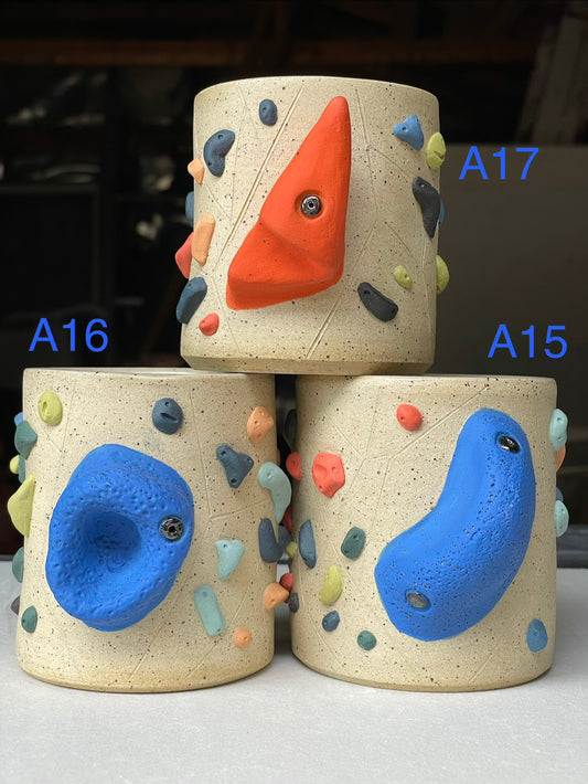 Straight Wall Cup - Buff Speckled with Hold Handle - Handsculpted