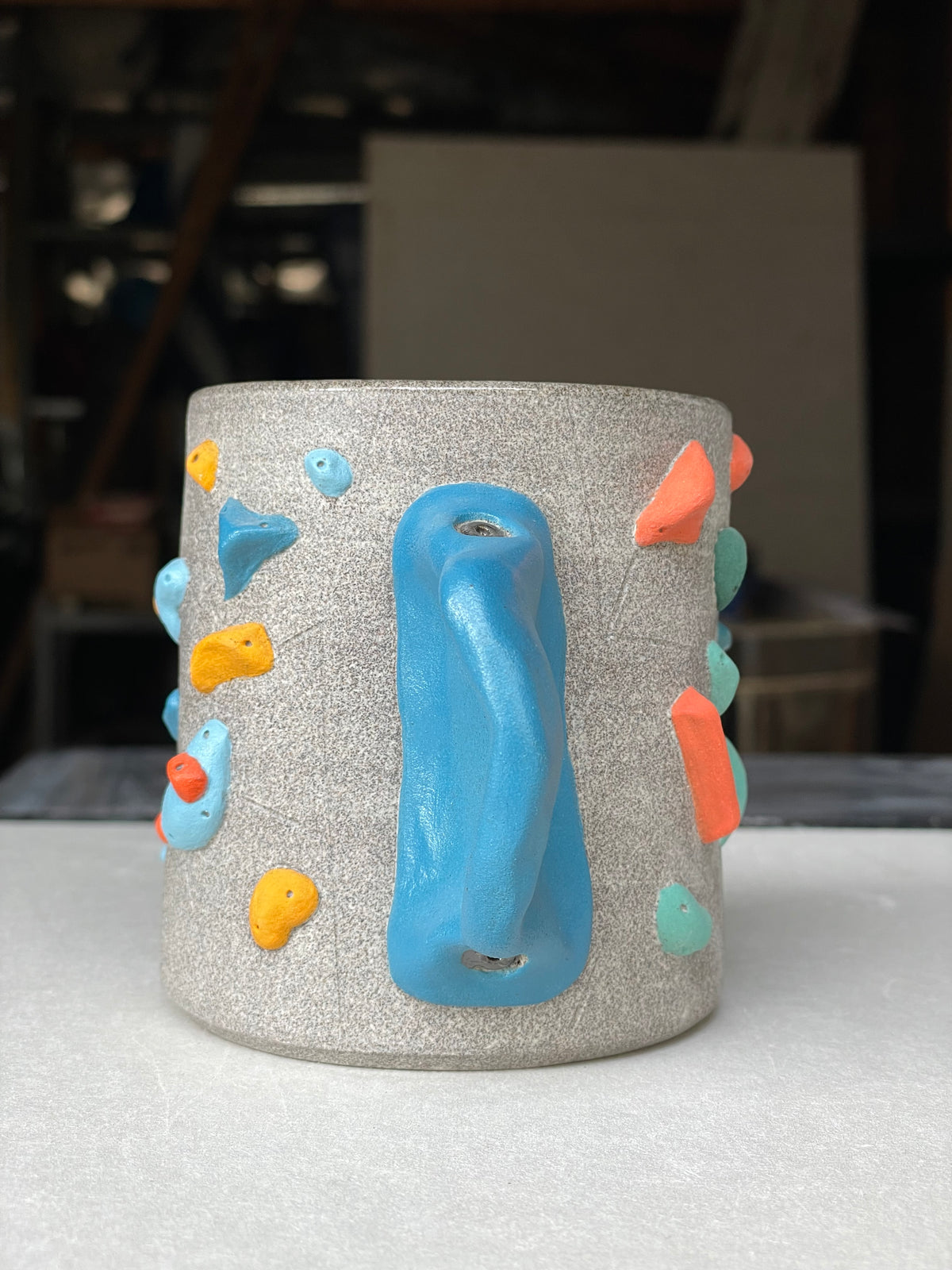 MUTED BLUE Hold Handle - Granite Climbing Cup -Handsculpted
