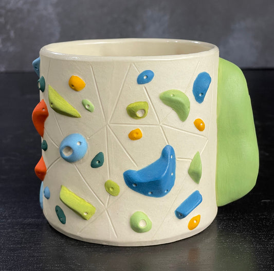 White Climbing Cup with Hold Handle - GREEN