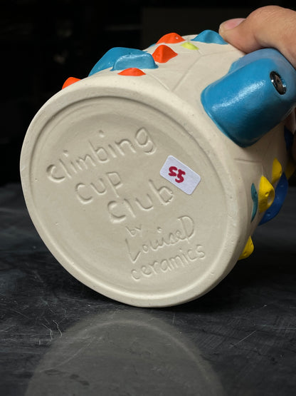 Detailed Holds - White Climbing Cup with BLUE Hold Handle - 12oz