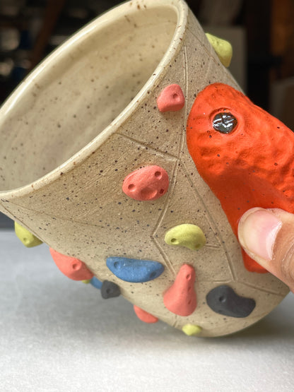 V-shape Cup - Buff Speckled with Hold Handle - Handsculpted