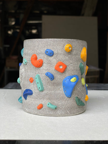 BRIGHT BLUE Hold Handle - Granite Climbing Cup- Handsculpted