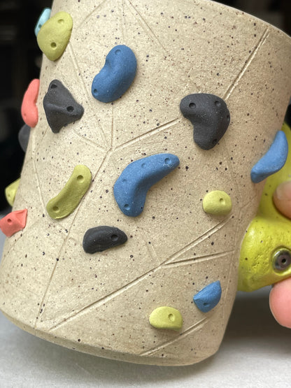 V-shape Cup - Buff Speckled with Hold Handle - Handsculpted