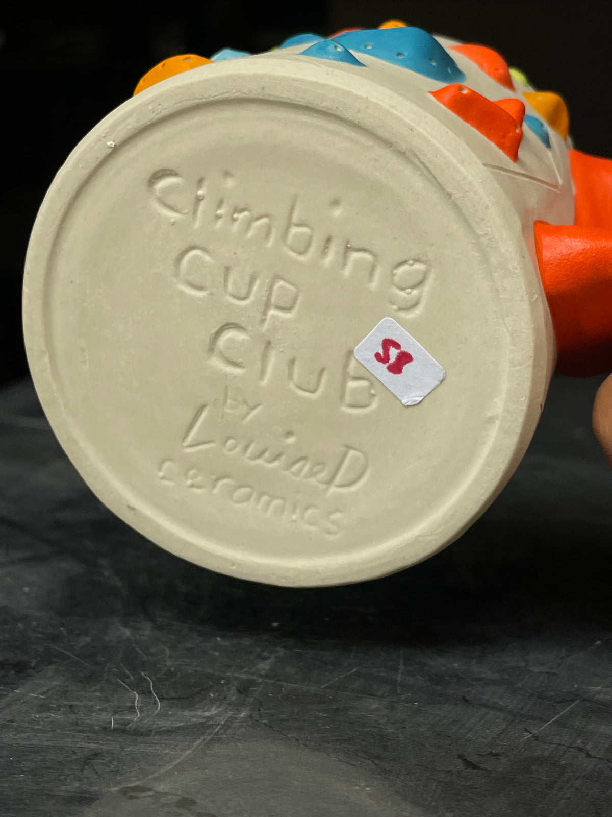 White Climbing Cup with RED Hold Handle - 12oz