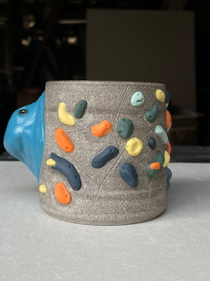 MUTED BLUE Hold Handle - Granite Climbing Cup -Handsculpted