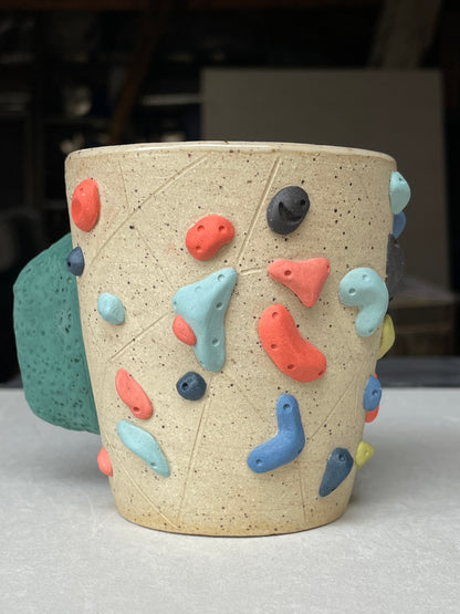 V-shape Cup - Buff Speckled with Hold Handle - Handsculpted
