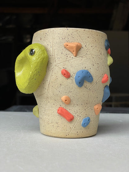 Tapered Tumbler - Buff Speckled with Hold Handle - Handsculpted