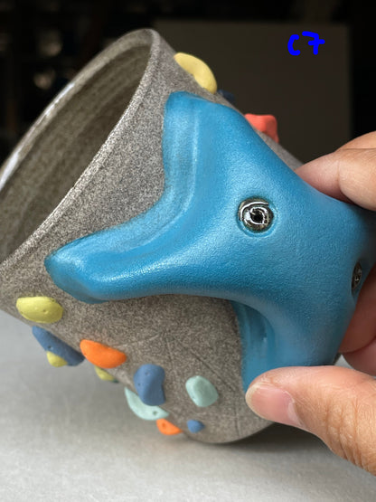 MUTED BLUE Hold Handle - Granite Climbing Cup -Handsculpted