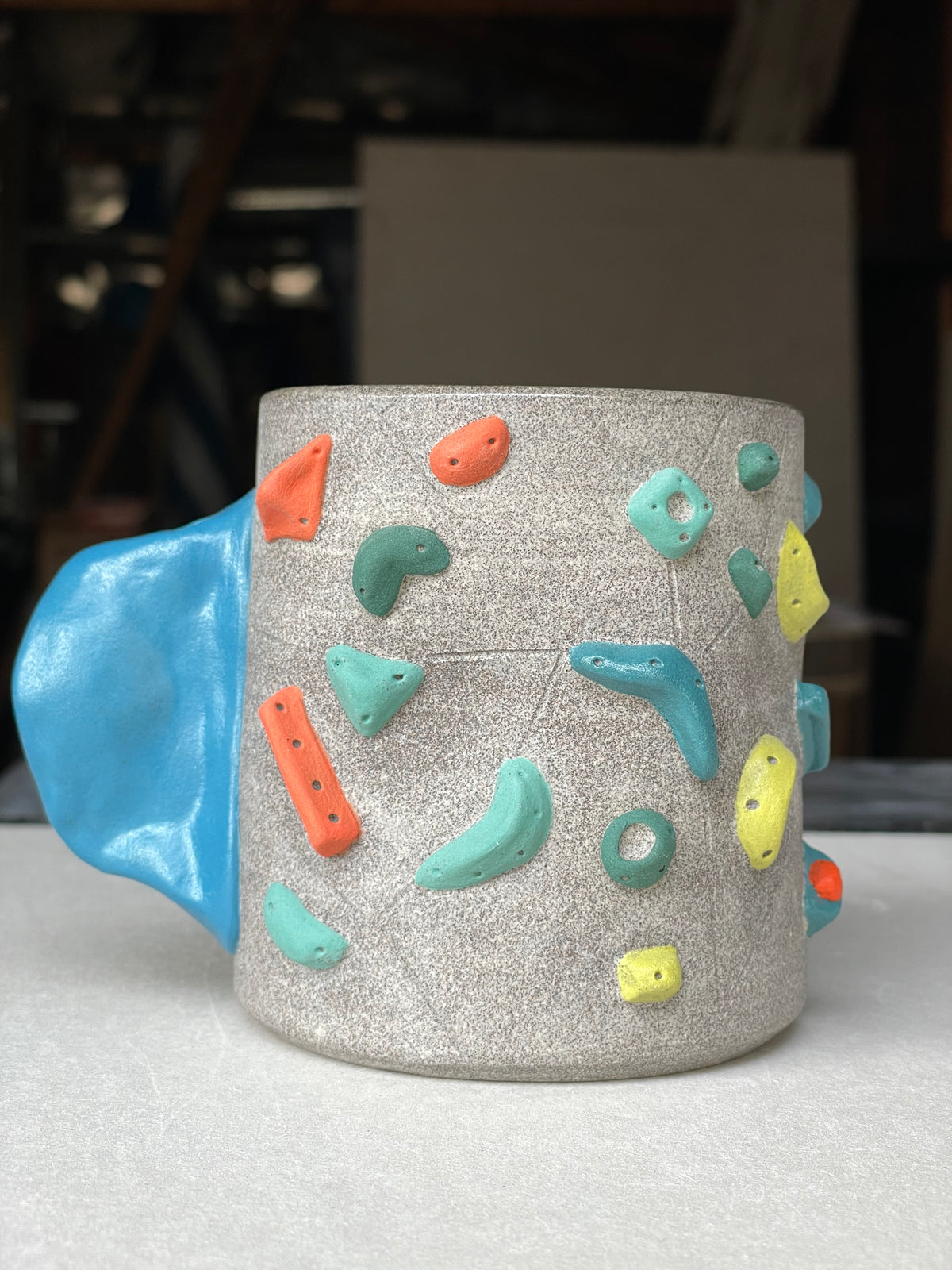 MUTED BLUE Hold Handle - Granite Climbing Cup -Handsculpted