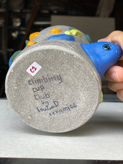BRIGHT BLUE Hold Handle - Granite Climbing Cup- Handsculpted