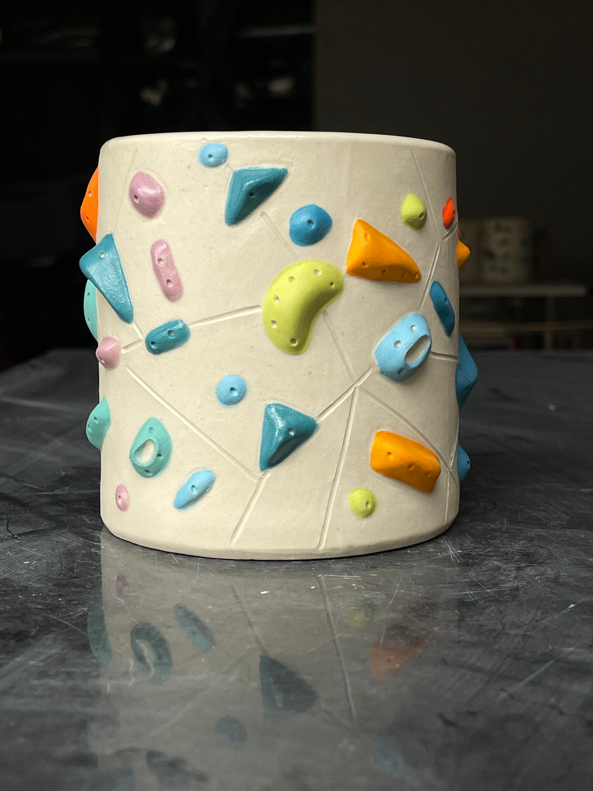 White Climbing Cup with RED Hold Handle - 12oz