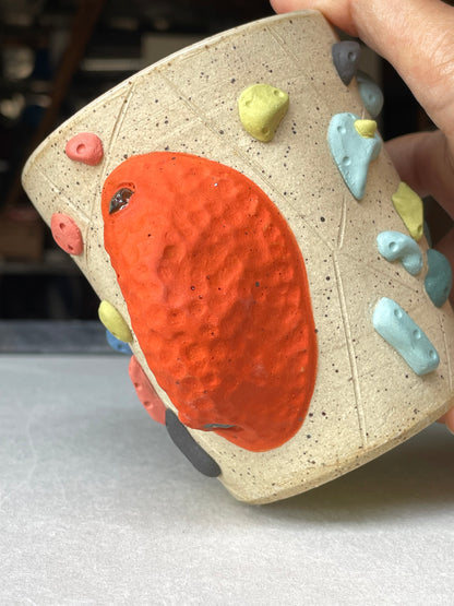 V-shape Cup - Buff Speckled with Hold Handle - Handsculpted
