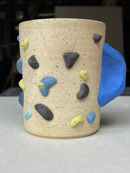 V-shape Cup - Buff Speckled with Hold Handle - Handsculpted