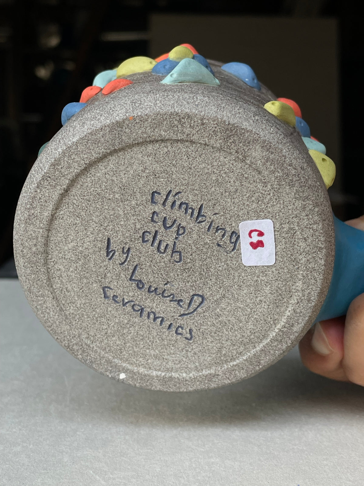 MUTED BLUE Hold Handle - Granite Climbing Cup -Handsculpted