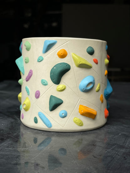 Detailed Holds - White Climbing Cup with BLUE Hold Handle - 12oz