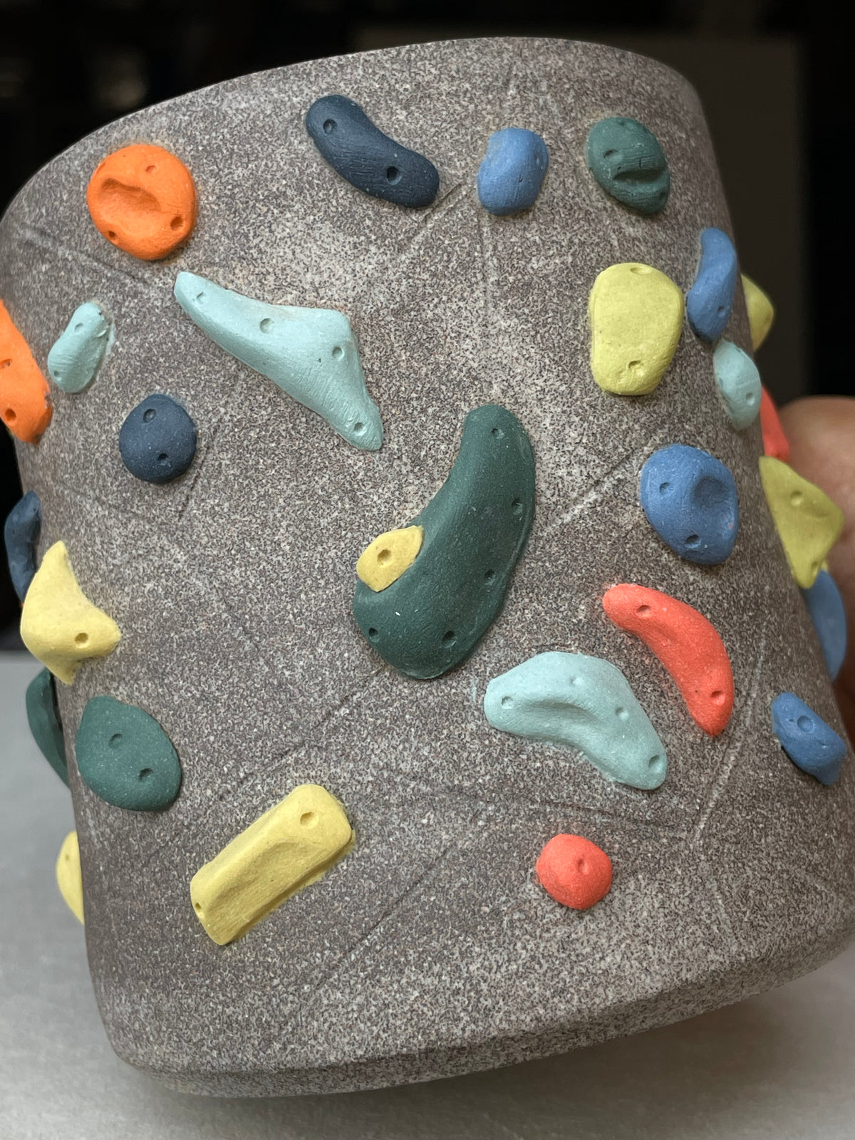 Granite Climbing Cup - LIME/RED/BLACK handle & other colors - Handsculpted