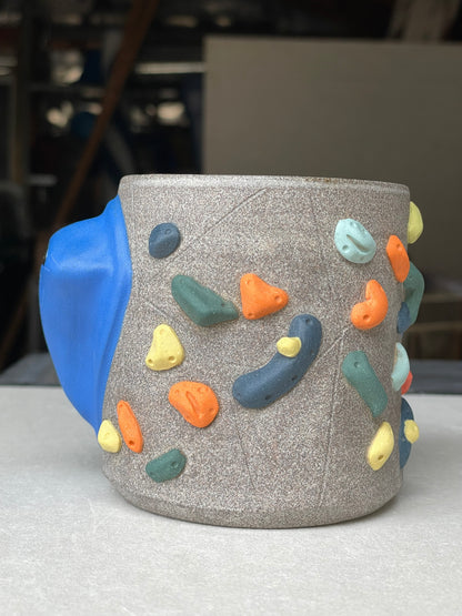 BRIGHT BLUE Hold Handle - Granite Climbing Cup- Handsculpted