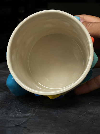 Detailed Holds - White Climbing Cup with BLUE Hold Handle - 12oz