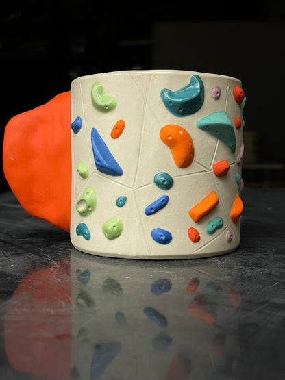 Detailed Holds - White Climbing Cup with Red Hold Handle - 12oz
