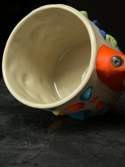 Detailed Holds - White Climbing Cup with Red Hold Handle - 12oz