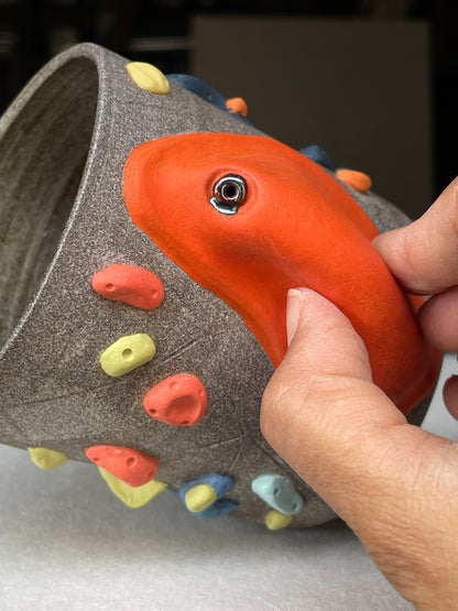 Granite Climbing Cup - LIME/RED/BLACK handle & other colors - Handsculpted