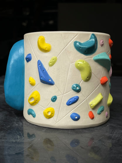 Detailed Holds - White Climbing Cup with BLUE Hold Handle - 12oz