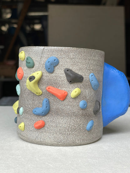 BRIGHT BLUE Hold Handle - Granite Climbing Cup- Handsculpted