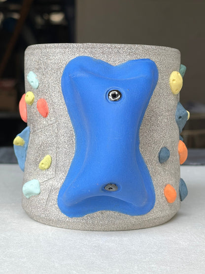 BRIGHT BLUE Hold Handle - Granite Climbing Cup- Handsculpted