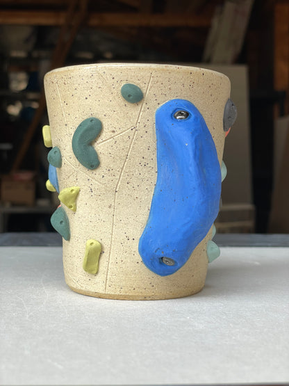 V-shape Cup - Buff Speckled with Hold Handle - Handsculpted