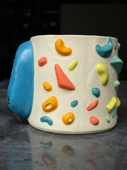 Detailed Holds - White Climbing Cup with BLUE Hold Handle - 12oz