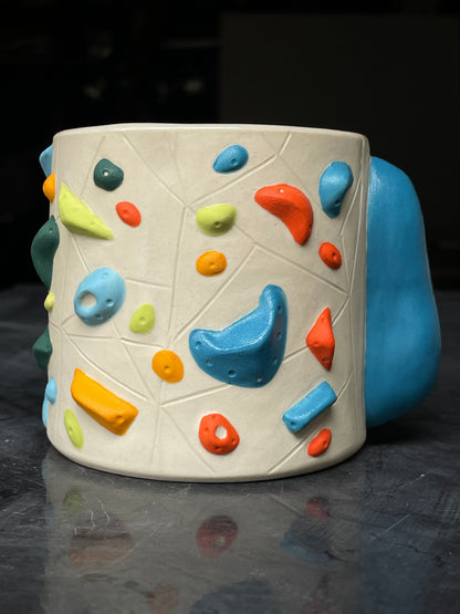 Detailed Holds - White Climbing Cup with BLUE Hold Handle - 12oz