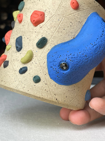 Straight Wall Cup - Buff Speckled with Hold Handle - Handsculpted
