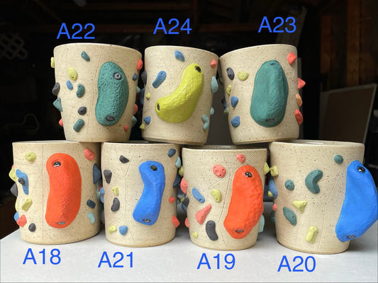 V-shape Cup - Buff Speckled with Hold Handle - Handsculpted