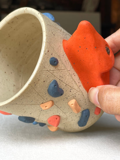 Straight Wall Cup - Buff Speckled with Hold Handle - Handsculpted