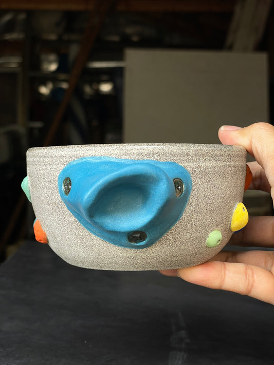 Wide Latte Cup - Granite with Hold Handle - Handsculpted
