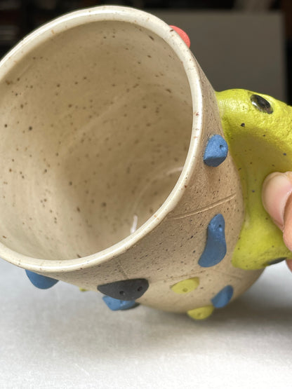 V-shape Cup - Buff Speckled with Hold Handle - Handsculpted