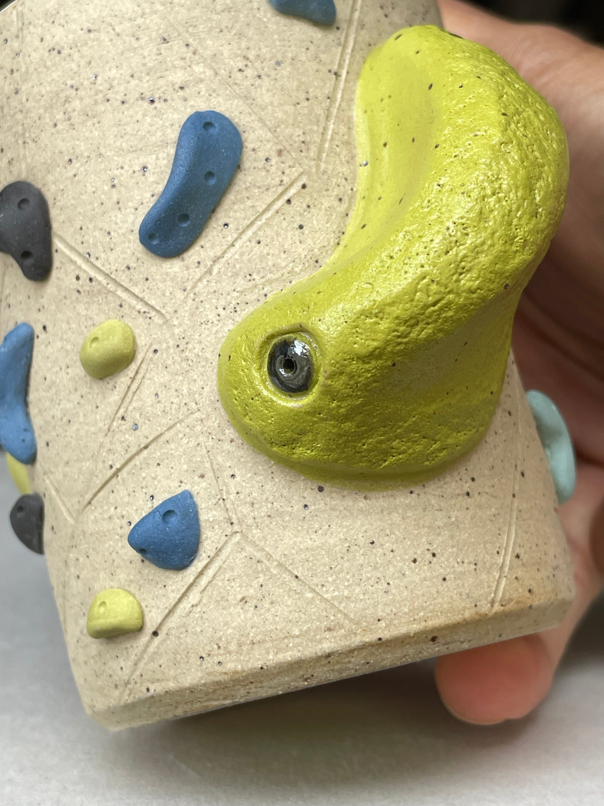 V-shape Cup - Buff Speckled with Hold Handle - Handsculpted