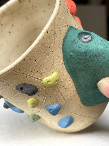V-shape Cup - Buff Speckled with Hold Handle - Handsculpted