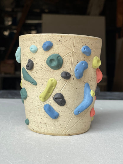 V-shape Cup - Buff Speckled with Hold Handle - Handsculpted