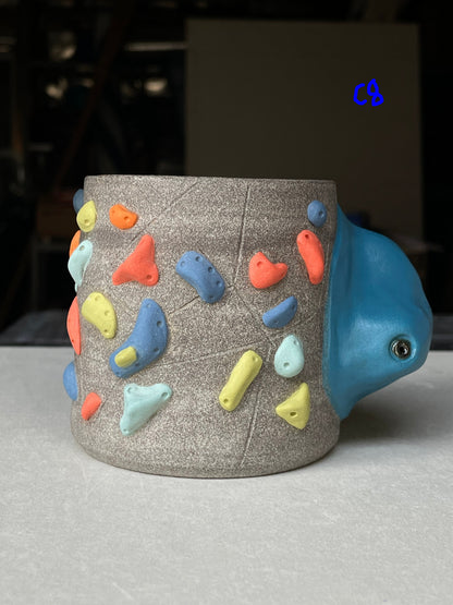 MUTED BLUE Hold Handle - Granite Climbing Cup -Handsculpted