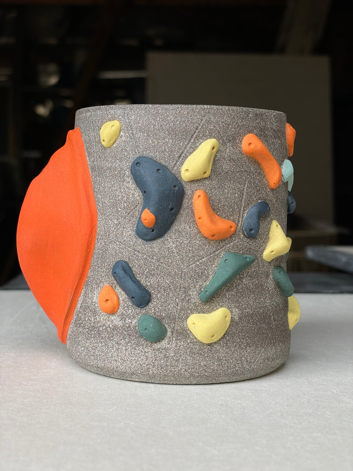 Granite Climbing Cup - LIME/RED/BLACK handle & other colors - Handsculpted