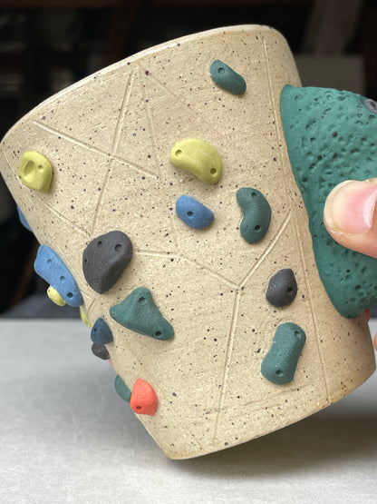 V-shape Cup - Buff Speckled with Hold Handle - Handsculpted
