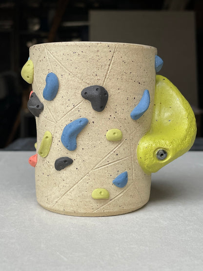 V-shape Cup - Buff Speckled with Hold Handle - Handsculpted