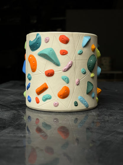 Detailed Holds - White Climbing Cup with Red Hold Handle - 12oz