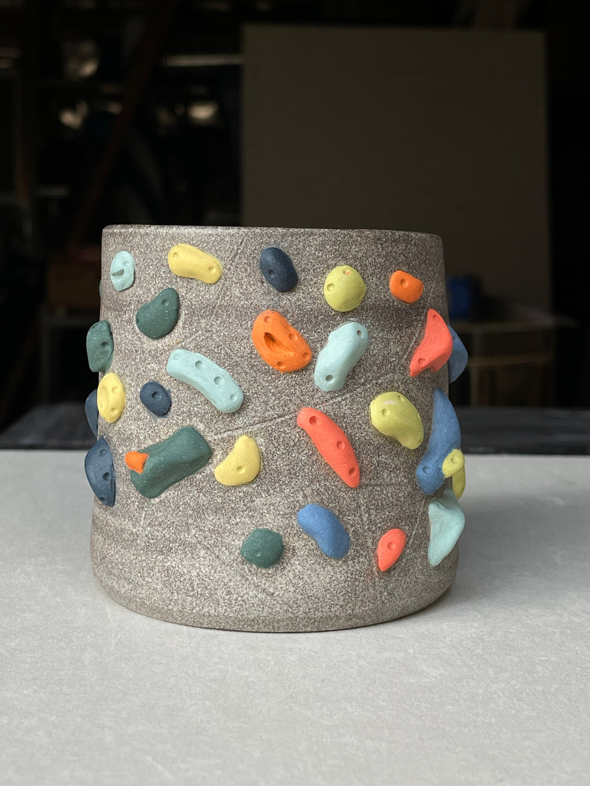 MUTED BLUE Hold Handle - Granite Climbing Cup -Handsculpted