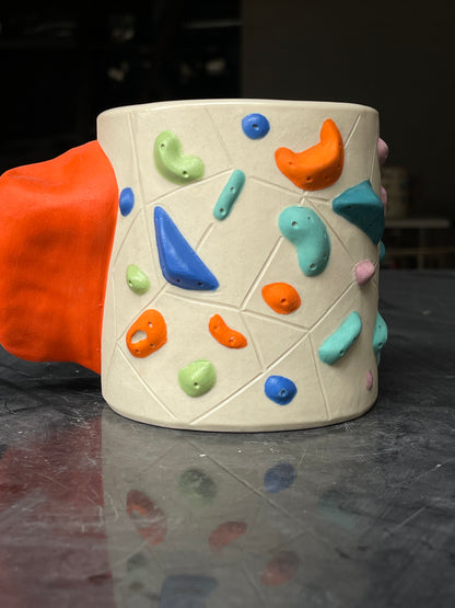 White Climbing Cup with RED Hold Handle - 12oz