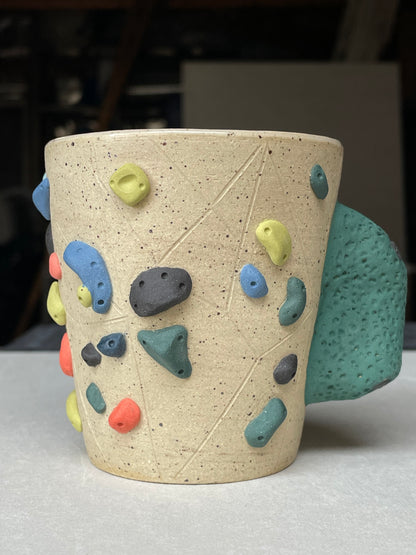 V-shape Cup - Buff Speckled with Hold Handle - Handsculpted