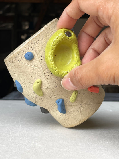 Tapered Tumbler - Buff Speckled with Hold Handle - Handsculpted